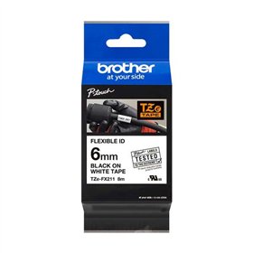 Etiquetas laminadas flexível original Brother TZeFX211 - Texto preto em fundo branco - 6 mm x 8 m de largura