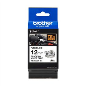 Etiquetas laminadas flexível original Brother TZeFX231 - Texto preto em fundo branco - Largura 12 mm x 8 metros