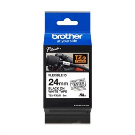 Etiquetas laminadas flexível original Brother TZeFX251 - Texto preto em fundo branco - Largura 24 mm x 8 metros