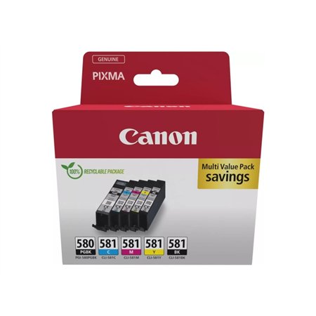 Tinteiros originais Canon PGI580/CLI581, Pack de 5 unidades - 2078C007