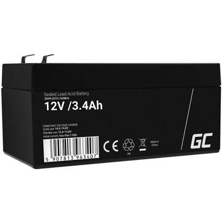 Bateria Chumbo Gel AGM 12V 3.4A GREEN CELL