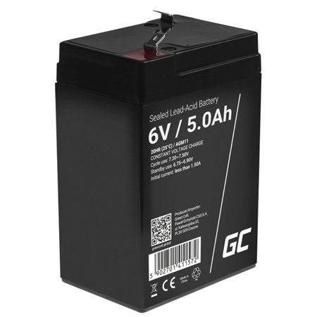 Bateria Chumbo Gel AGM 6V 5A GREEN CELL