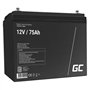 Bateria Chumbo Gel AGM 12V 75A GREEN CELL