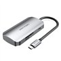 Dock USB Tipo-C Vention TNHHB, 3xUSB, 1xUSB Tipo-C PD, 1xLeitor de cartões SD e MicroSD, Cinza