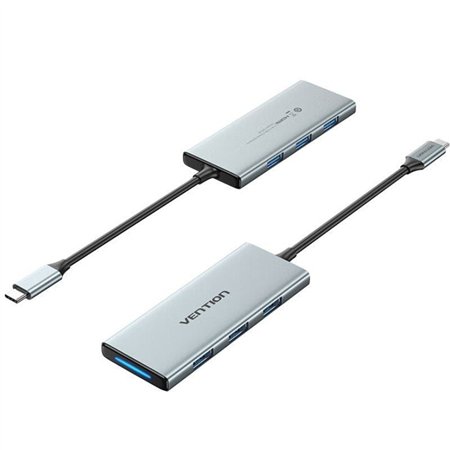 Dock USB Tipo-C Vention TOPHB, 1xHDMI, 3xUSB, 1xLeitor de cartões SD e MicroSD, Cinza