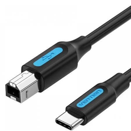 Cabo USB 2.0 Impressora Vention CQUBF, USB Tipo-B Macho - USB Tipo-C Macho, 480Mbps, 1m, Preto