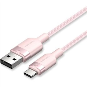 Cabo USB 2.0 Tipo-C Vention CTNPF, USB Tipo-C Macho - USB Macho, Até 60W, 480Mbps, 1m, Rosa