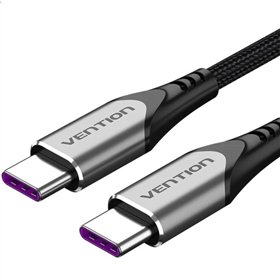 Cabo USB 2.0 Tipo-C Vention TAEHG, USB Tipo-C Macho - USB Tipo-C Macho, Até 100W, 480Mbps, 1.5m, Cinza