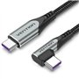 Cabo USB 2.0 Tipo-C 90º Vention TAKHF, USB Tipo-C Macho - USB Tipo-C Macho, Até 100W, 480Mbps, 1m, Cinza
