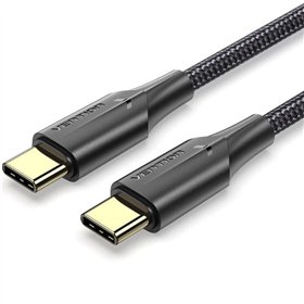 Cabo USB 2.0 Tipo-C 3A Vention TAUBI, USB Tipo-C Macho - USB Tipo-C Macho, Até 60W, 480Mbps, 3m, Preto