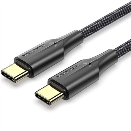Cabo USB 2.0 Tipo-C 3A Vention TAUBI, USB Tipo-C Macho - USB Tipo-C Macho, Até 60W, 480Mbps, 3m, Preto