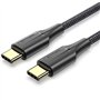 Cabo USB 2.0 Tipo-C 3A Vention TAUBI, USB Tipo-C Macho - USB Tipo-C Macho, Até 60W, 480Mbps, 3m, Preto