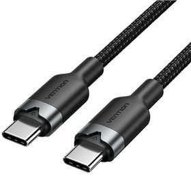 Cabo USB 2.0 Tipo-C 3A Vention TRDBF, USB Tipo-C Macho - USB Tipo-C Macho, Até 60W, 480Mbps, 1m, Preto