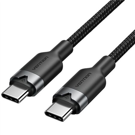 Cabo USB 2.0 Tipo-C 3A Vention TRDBF, USB Tipo-C Macho - USB Tipo-C Macho, Até 60W, 480Mbps, 1m, Preto
