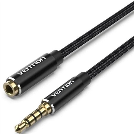 Cabo Stereo Vention BHCBL, Jack 3.5 Macho - Jack 3.5 Fêmea, 10m, Preto