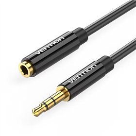 Cabo Stereo Vention BBZBD, Jack 3.5 Macho - Jack 3.5 Fêmea, 50cm, Preto