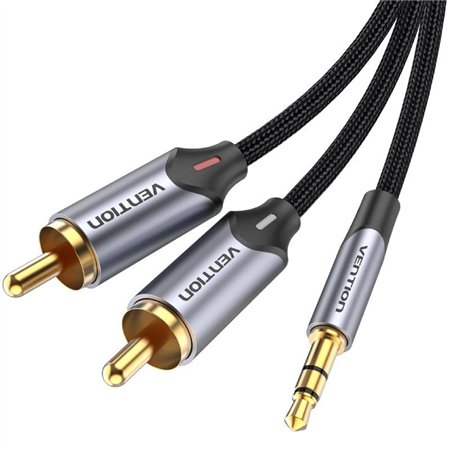 Cabo Audio Vention BCNBG, 2x RCA Macho - Jack 3.5 Macho, 1.5m, Cinza