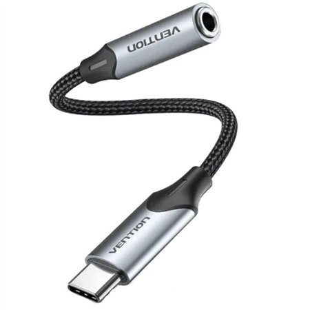 Conversor Vention BGMHF, Jack 3.5 Fêmea - USB Tipo-C Macho, 1m, Cinza