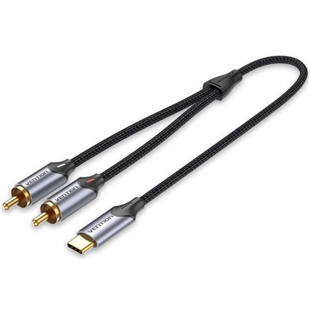 Cabo Conversor Vention BGUHG, 2x RCA Macho - USB Tipo-C Macho, 1.5m, Cinza