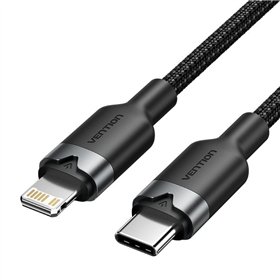 Cabo USB Tipo-C Lightning Vention LALBH, USB Tipo-C Macho - Lightning Macho, 27W, 480Mbps, 2m, Preto