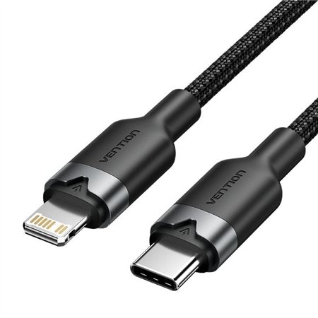 Cabo USB Tipo-C Lightning Vention LALBH, USB Tipo-C Macho - Lightning Macho, 27W, 480Mbps, 2m, Preto