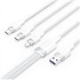 Cabo USB 2.0 Lightning Vention CTRWG, USB Macho, USB Tipo-C Macho - MicroUSB Macho - Lightning Macho, 1.5m, Branco