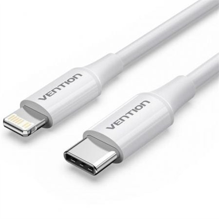 Cabo USB 2.0 Tipo-C Lightning Vention LAJWF, USB Tipo-C Macho - Lightning Macho, Até 27W, 480Mbps, 1m, Branco