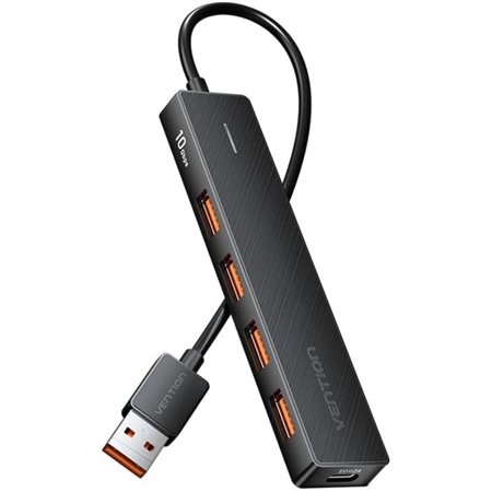 Hub USB 3.2 Vention CHOBB, 4xUSB, 1xUSB Tipo-C PD, 15cm, Preto