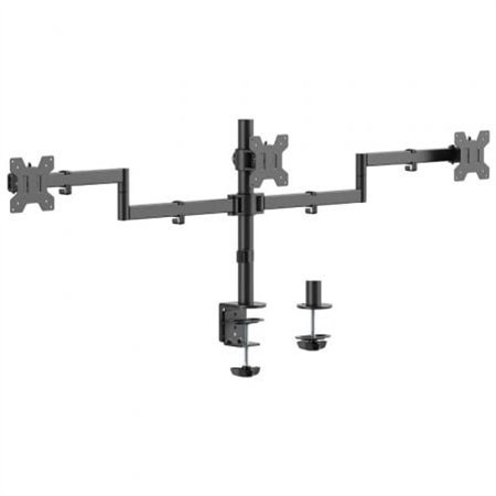 Suporte de mesa para 3 monitores Aisens DT27TSR-281/Giratório/Inclinável/Até 10 kg