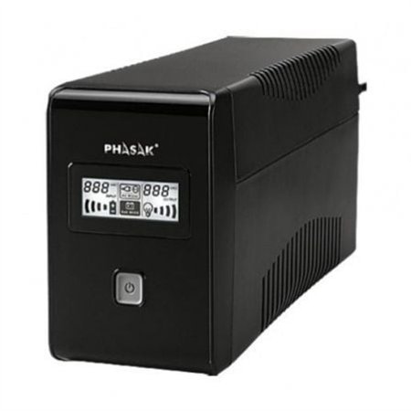 UPS de linha interativa LCD Phasak 850 VA/ 850 VA/ 2 saídas/ Formato de torre