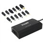 Carregador para laptop TooQ TQLC-100BS01M/ 100 W/ Manual/ 12 conectores/ Voltagem 12-24 V/ 1 USB