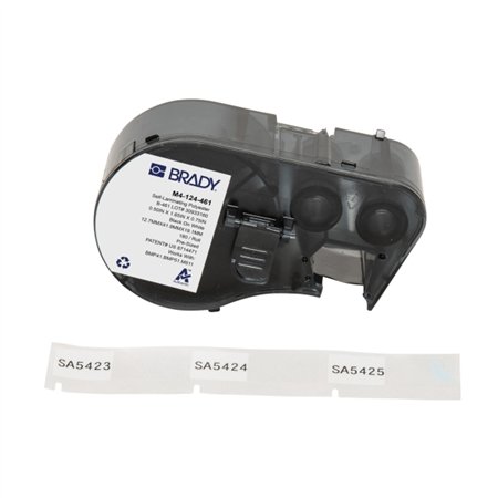 Brady M4-124-461 Fita de Etiquetas Original Poliester Autolaminável para Laboratorio Texto Preto sobre Fundo Branco Largura 4