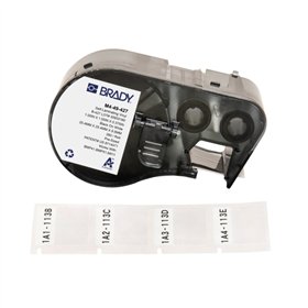 Brady M4-49-427 Fita de Etiquetas Original Vinil Autolaminável Texto Preto sobre Fundo Branco Largura 25,40mm x Alto 25,40mm