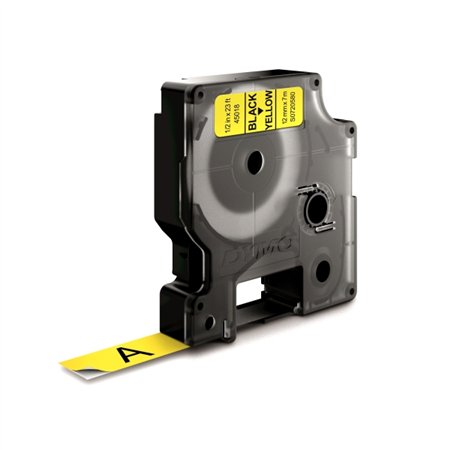 Dymo LM D1 45018 Fita de Etiquetas Original para Rotuladora Texto Preto sobre Fundo Amarelo Largura 12mm x Largo 7m