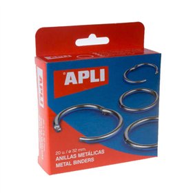 Pacote com 20 anéis metálicos articulados Apli Ø32 mm