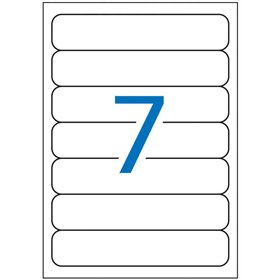 Pacote com 175 etiquetas para arquivos Apli, 190x38mm - 25 folhas x 7 etiquetas - Cantos arredondados - Adesivo permanente - Bra