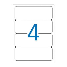Pacote com 100 etiquetas retangulares para arquivos Apli, 190x61mm - 25 folhas com 4 etiquetas cada - Adesivo permanente - Canto