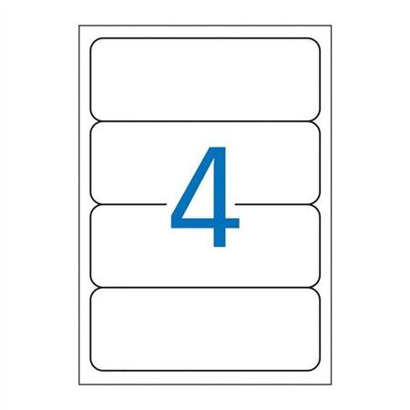 Pacote com 100 etiquetas retangulares para arquivos Apli, 190x61mm - 25 folhas com 4 etiquetas cada - Adesivo permanente - Canto