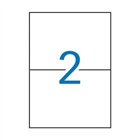 Pacote com 200 etiquetas retangulares Apli, 210x148mm - 100 folhas com 2 etiquetas cada - Adesivo permanente - Bordas retas - Br