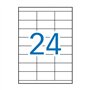 Pacote com 2.400 etiquetas retangulares Apli, 70x35mm - 100 folhas x 24 etiquetas - Adesivo permanente - Bordas retas - Brancas