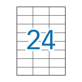 Pacote Apli com 2.400 etiquetas retangulares de 70x37mm - 100 folhas com 24 etiquetas cada - Adesivo permanente - Bordas retas -