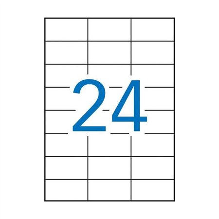 Pacote Apli com 2.400 etiquetas retangulares de 70x37mm - 100 folhas com 24 etiquetas cada - Adesivo permanente - Bordas retas -