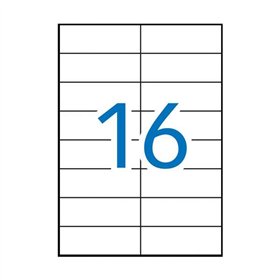 Pacote Apli com 1.600 etiquetas retangulares de 105x37mm - 100 folhas com 16 etiquetas cada - Adesivo permanente - Bordas retas 