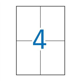 Pacote com 400 etiquetas retangulares Apli, 105 x 148 mm - 100 folhas com 4 etiquetas cada - Adesivo permanente - Bordas retas -