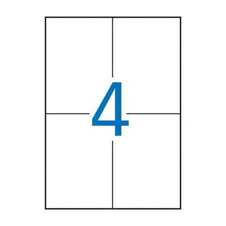 Pacote com 400 etiquetas retangulares Apli, 105 x 148 mm - 100 folhas com 4 etiquetas cada - Adesivo permanente - Bordas retas -