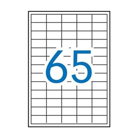 Pacote Apli com 6.500 etiquetas retangulares de 38x21,2mm - 100 folhas com 65 etiquetas cada - Adesivo permanente - Bordas retas