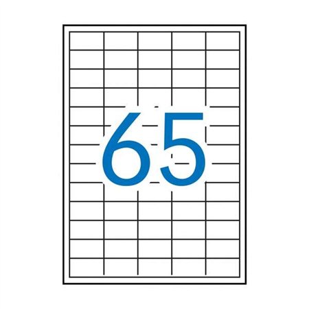 Pacote Apli com 6.500 etiquetas retangulares de 38x21,2mm - 100 folhas com 65 etiquetas cada - Adesivo permanente - Bordas retas