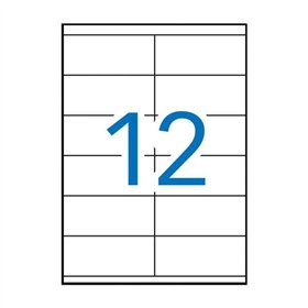 Pacote com 1.200 etiquetas retangulares Apli, 105x48mm - 100 folhas com 12 etiquetas cada - Adesivo permanente - Bordas retas - 