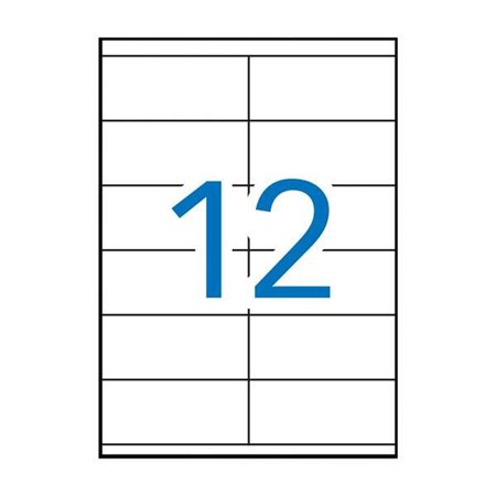 Pacote com 1.200 etiquetas retangulares Apli, 105x48mm - 100 folhas com 12 etiquetas cada - Adesivo permanente - Bordas retas - 