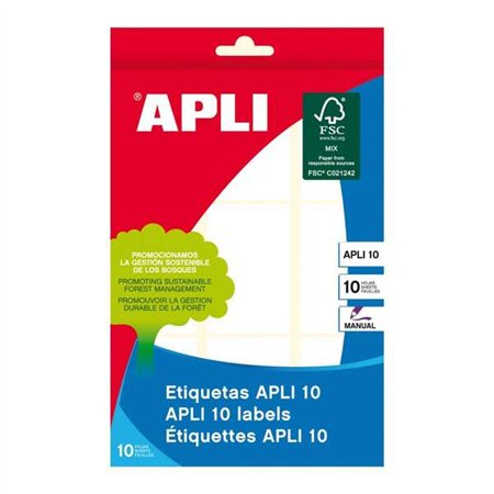 Pacote com 90 etiquetas retangulares Apli 34x53mm - 10 folhas com 9 etiquetas cada - Adesivo permanente - Ideal para escrever - 